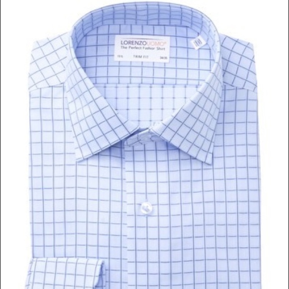 Lorenzo Uomo Windowpane Check Trim Fit Dress Shirt